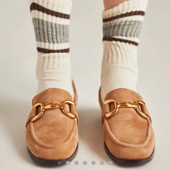 Bibi Lou Anthropologie Zagreb Suede Loafers Camel Tan Size 39/8.5 - Picture 5 of 11
